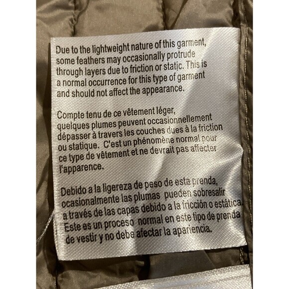 Michael Kors Womens Packable Down Fill Jacket Small Beige Puffer Chevron No Hood - Picture 16 of 16